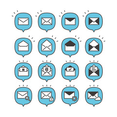 吹き出し　メールアイコン　ビジネス　ブルー