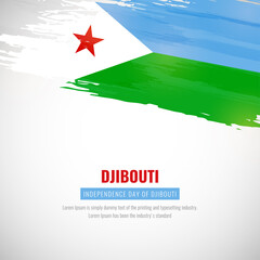 Happy independence day of Djibouti with brush style watercolor country flag background