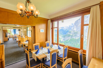 Interior of a hotel restaurant.