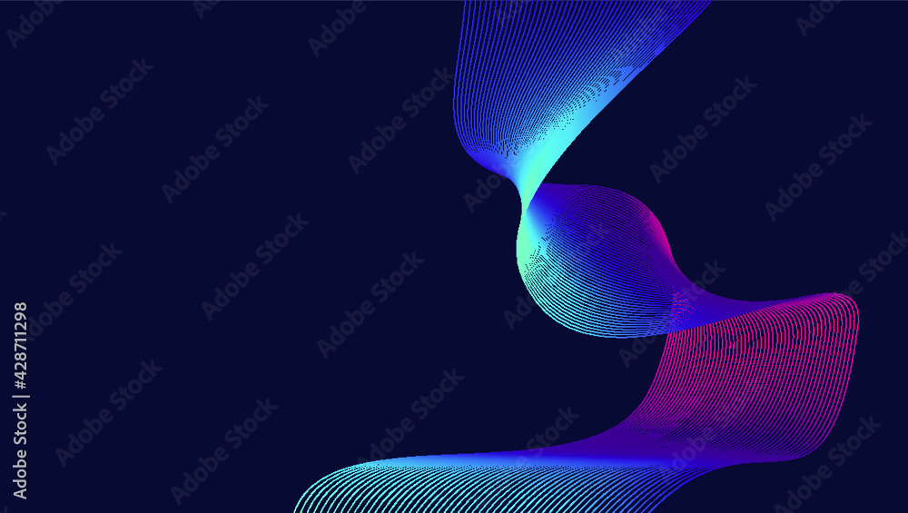 Poster colorful twisted wave rays internet technology abstract vector background