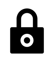 Black padlock icon isolated on white background. Cyber security concept. Digital data protection. Safety vector illustration.