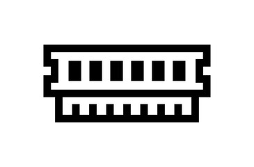 Black random access memory chip vector icon design.