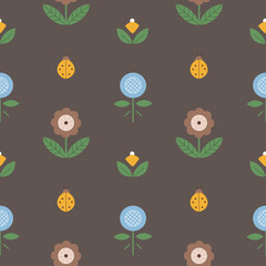 Seamless folk pattern with flowers.  Perfect for fabric, textile, nursery wallpaper