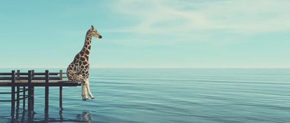 Giraffe sea - obrazy, fototapety, plakaty