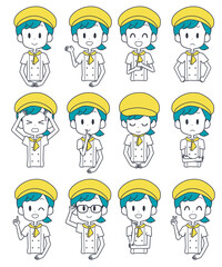 パティシエ　女性　表情セット