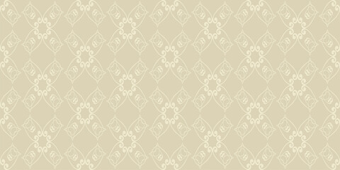 Background pattern with decorative floral ornaments on beige. Background image for your design. Seamless pattern, wallpaper texture. Vector image