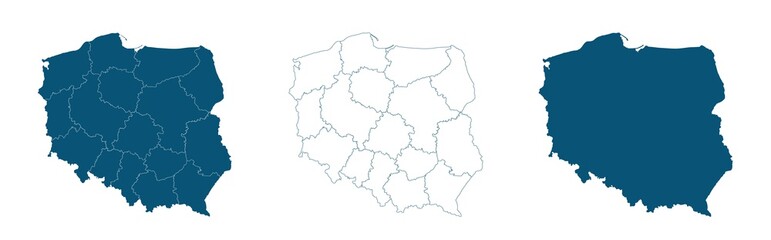 Poland Political Map with capital Warsaw, national borders, most important cities and rivers