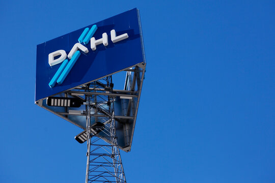 Umea, Norrland Sweden - March 17, 2021: large sign with a company selling plumbing