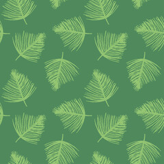 Fototapeta na wymiar Tropical background with palm leaves ornament. Vector seamless pattern design. Floral graphics concept for tropical spa, beauty studio banner, botanical fabric backdrop, green tropical leaf pattern.