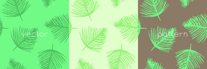 Vector seamless pattern design. Floral graphics concept for tropical spa, beauty studio banner, botanical fabric backdrop, green tropical leaf pattern. Tropical background with palm leaves ornament.
