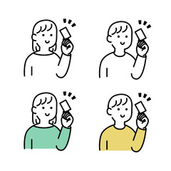 カードを持つ人イラスト素材