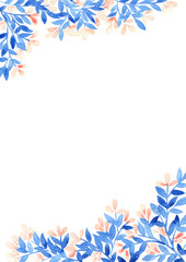 Abstract blue plant with pink flower border for decoration on natural and organic life style theme.