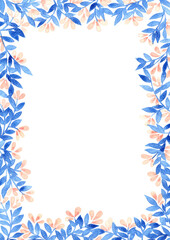 Fototapeta na wymiar Abstract blue plant with pink flower border for decoration on natural and organic life style theme.
