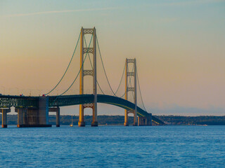 summer sunset on the Mackinac bridge - Michigan