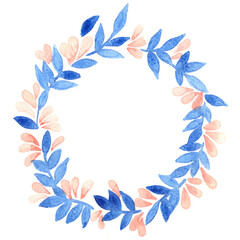 Fototapeta na wymiar Abstract blue plant with pink flower wreath for decoration on natural and organic life style theme.