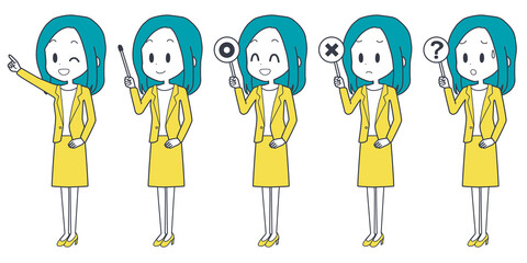 ポインターなどを持つビジネスウーマン