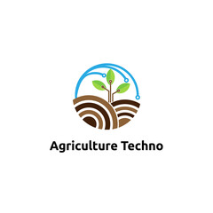 agriculture techno logo vector concept, icon, element, and template for company