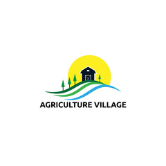 agriculture village logo vector concept, icon, element, and template for company