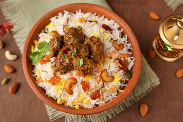 Mutton biryani Chicken biryani Spicy Indian Malabar biryani Hyderabadi biryani, Dum Biriyani pulao...
