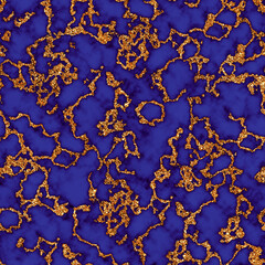 Dark blue marble seamless pattern, Marble with gold glitter veins. Dark blue marble background,...