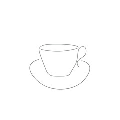 Cup of coffee line drawing vector illustration
