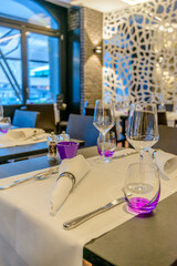 Modern dining room in luxury restaurant.