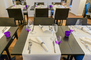 Modern dining room in luxury restaurant.