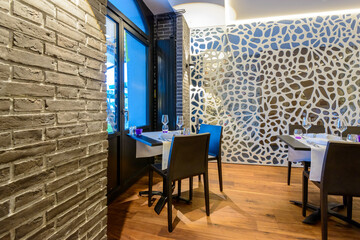 Modern dining room in luxury restaurant.