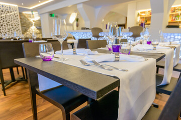 Modern dining room in luxury restaurant.