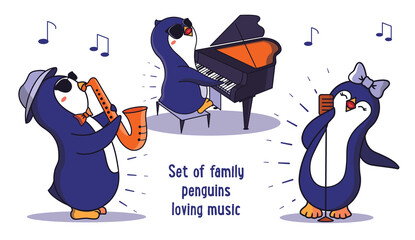 The collection of family animals loving music is good for World Music day designs. - Powered by Adobe