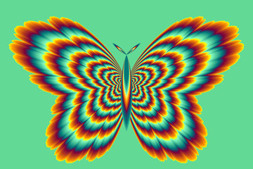 Fire butterfly. Optical illusion of movement.