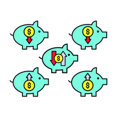 five business piggy bank Illustration. modern simple vector icon, flat graphic symbol in trendy flat design style. wallpaper. lockscreen. pattern. frame, background, backdrop, sign, logo.