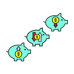 three business piggy bank Illustration. modern simple vector icon, flat graphic symbol in trendy flat design style. wallpaper. lockscreen. pattern. frame, background, backdrop, sign, logo.