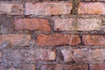 Background texture. Old red orange brick wall surface. Copy space