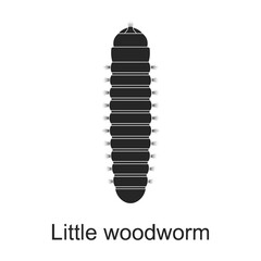 Little woodworm vector black icon. Vector illustration pest insect worm on white background. Isolated black illustration icon of pest insect.