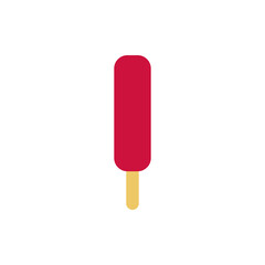 Flat vector illustration of fruit pink popsicle ice cream bar or frozen juice on a stick in bright colors. Isolated on white background.