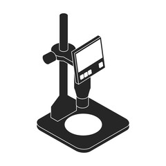 Microscope of lab vector black icon. Vector illustration microscope on white background. Isolated black illustration icon of lab equipment.