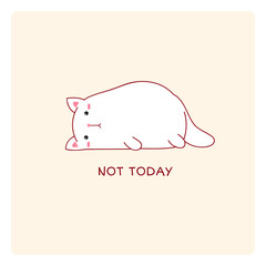 Square card with a lying lazy cat