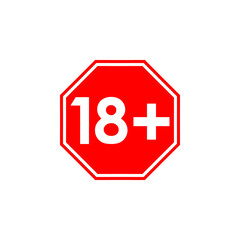 Obraz premium 18+ age limit red octagonal vector sign