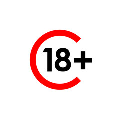 Fototapeta premium 18+ age limit vector sign, red arc with black digits