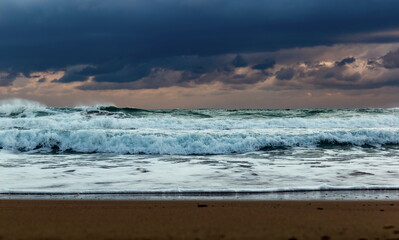 Fototapeta premium Sea waves in mediterranean sea during storm.