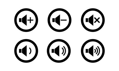 speaker volume outline icons set isolated on white background