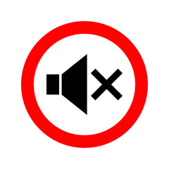 turn sound off or keep silence vector round icon