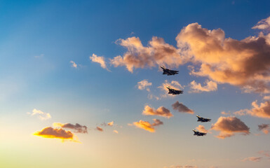 Fighter planes on the background of the sky.