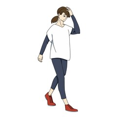 歩く　風除け　日除け　女性