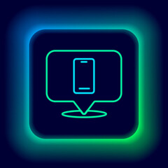 Glowing neon line Phone repair service icon isolated on black background. Adjusting, service, setting, maintenance, repair, fixing. Colorful outline concept. Vector