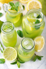 Mint lemonade with lemon and lime