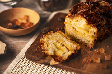 Homemade vanilla cream babka