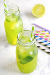 Mint lemonade with lemon and lime