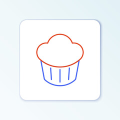 Line Cupcake icon isolated on white background. Colorful outline concept. Vector
